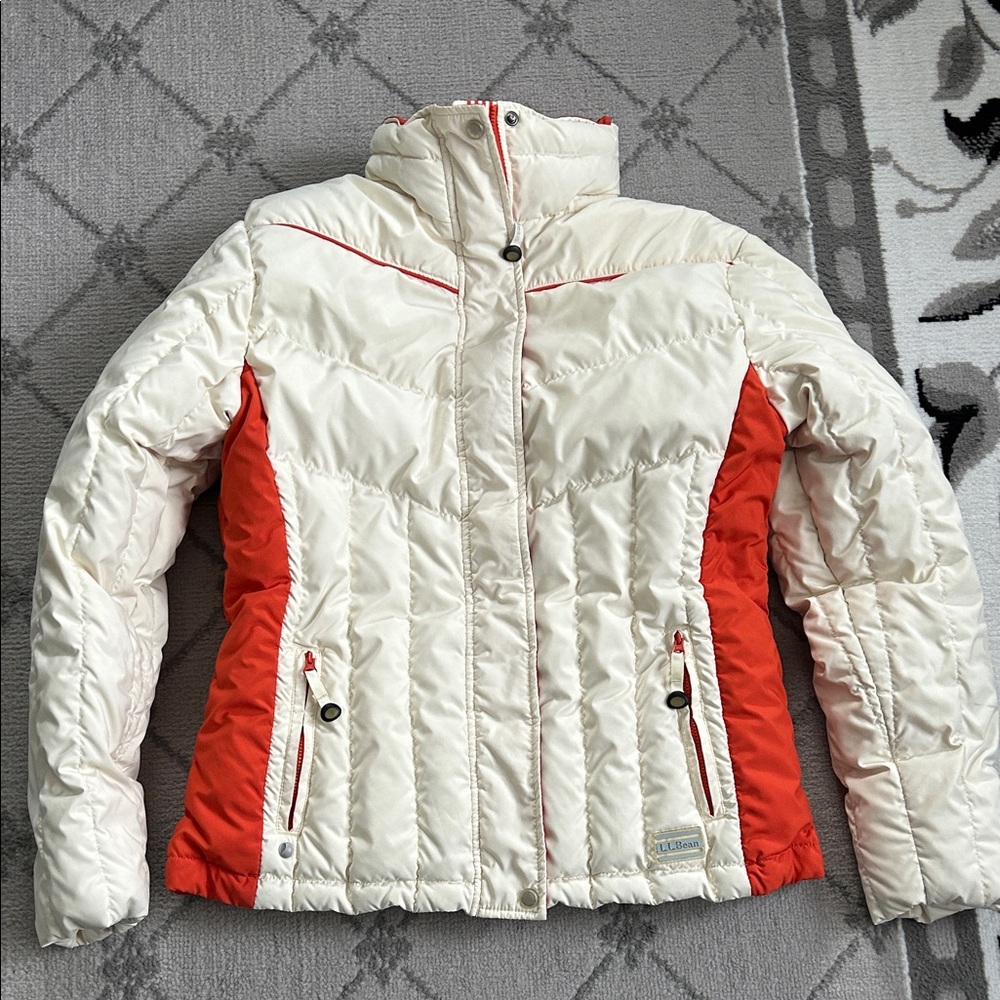 L.L. Bean Women's Cream and Orange Ski Jacket